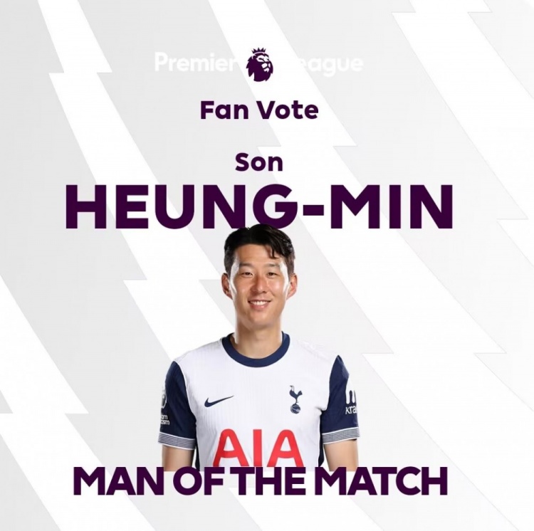 1球2助攻！英超 官方：孫興慜當(dāng)選熱刺5-0南安普頓全場(chǎng)最佳